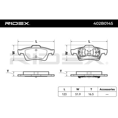Bremsbeläge Satz RIDEX 402B0145 402B0145 - foto 6