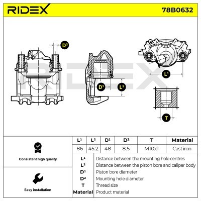 Bremssattel RIDEX 78B0632 78B0632 - foto 3