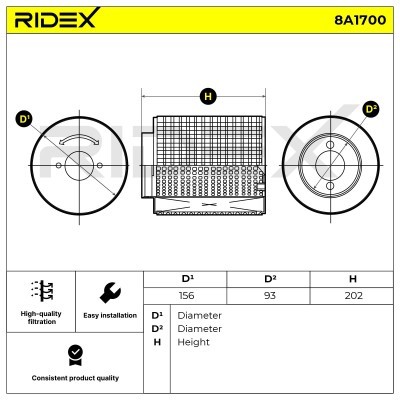 Luftfilter RIDEX 8A1700 8A1700 - foto 6