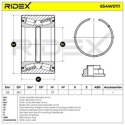 Radlager RIDEX 654W0111 654W0111 - foto 3