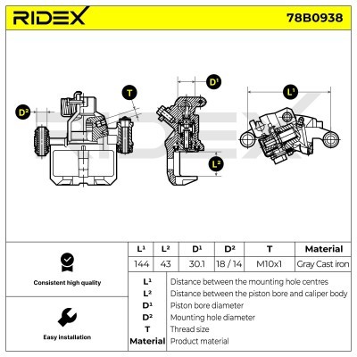 Bremssattel RIDEX 78B0938 78B0938 - foto 5