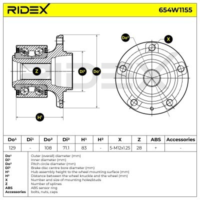 Radlager RIDEX 654W1155 654W1155 - foto 6