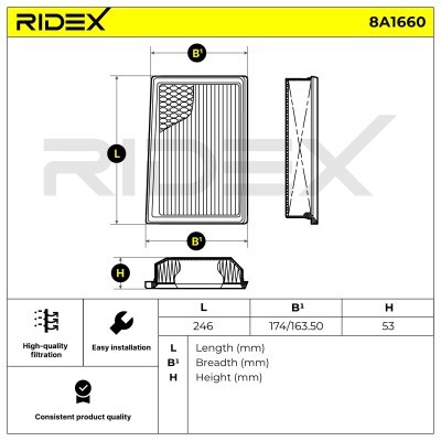 Luftfilter RIDEX 8A1660 8A1660 - foto 6