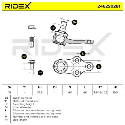 Traggelenk RIDEX 2462S0281 2462S0281 - foto 14