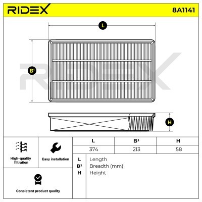 Luftfilter RIDEX 8A1141 8A1141 - foto 2