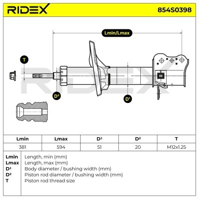 Stoßdämpfer RIDEX 854S0398 854S0398 - foto 8