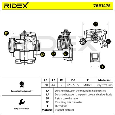 Bremssattel RIDEX 78B1475 78B1475 - foto 6