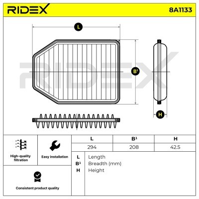Luftfilter RIDEX 8A1133 8A1133 - foto 6