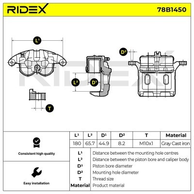 Bremssattel RIDEX 78B1450 78B1450 - foto 7