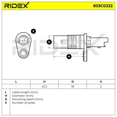 Impulsgeber, Kurbelwelle RIDEX 833C0222 833C0222 - foto 5
