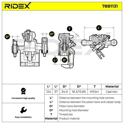 Bremssattel RIDEX 78B1131 78B1131 - foto 6