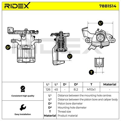 Bremssattel RIDEX 78B1514 78B1514 - foto 6