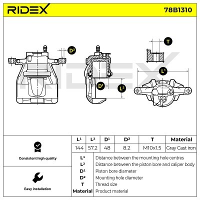Bremssattel RIDEX 78B1310 78B1310 - foto 7