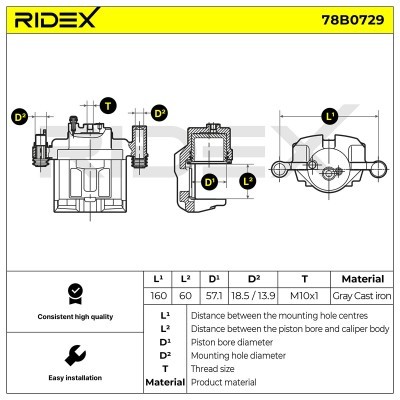 Bremssattel RIDEX 78B0729 78B0729 - foto 5