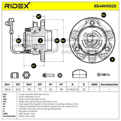 Radlager RIDEX 654W0025 654W0025 - foto 5