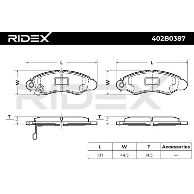 Bremsbeläge Satz RIDEX 402B0387 402B0387 - foto 8