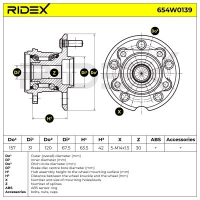 Radlager RIDEX 654W0139 654W0139 - foto 3