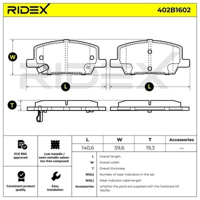 Bremsbeläge Satz RIDEX 402B1602 402B1602 - foto 6