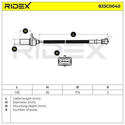 Impulsgeber, Kurbelwelle RIDEX 833C0040 833C0040 - foto 6