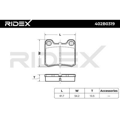 Bremsbeläge Satz RIDEX 402B0319 402B0319 - foto 8