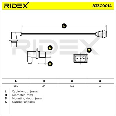 Impulsgeber, Kurbelwelle RIDEX 833C0014 833C0014 - foto 3