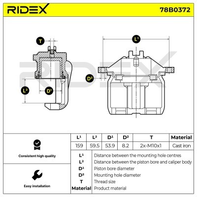 Bremssattel RIDEX 78B0372 78B0372 - foto 3