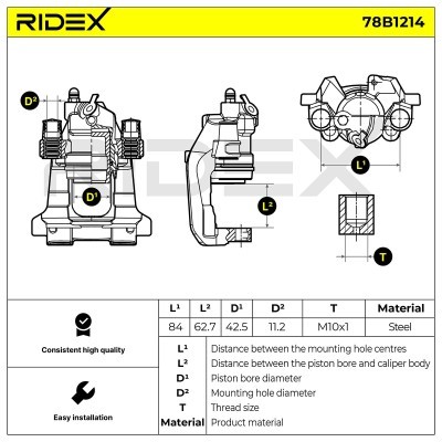 Bremssattel RIDEX 78B1214 78B1214 - foto 3
