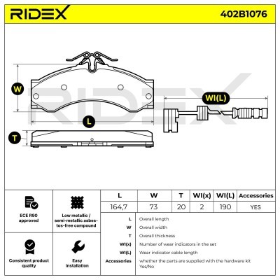 Bremsbeläge Satz RIDEX 402B1076 402B1076 - foto 9