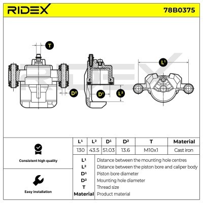 Bremssattel RIDEX 78B0375 78B0375 - foto 4