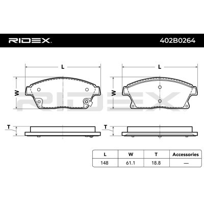 Bremsbeläge Satz RIDEX 402B0264 402B0264 - foto 3