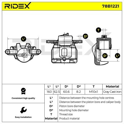 Bremssattel RIDEX 78B1221 78B1221 - foto 6