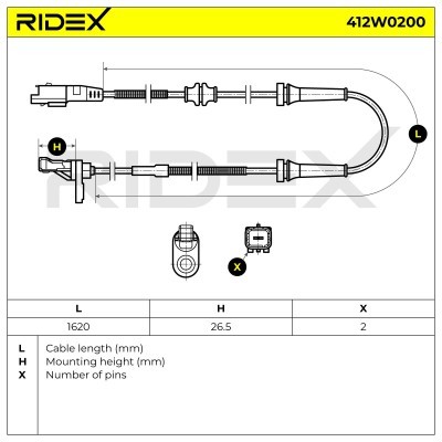 ABS Sensor RIDEX 412W0200 412W0200 - foto 5