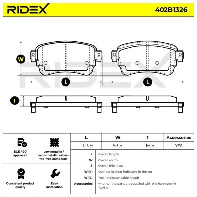 Bremsbeläge Satz RIDEX 402B1326 402B1326 - foto 6