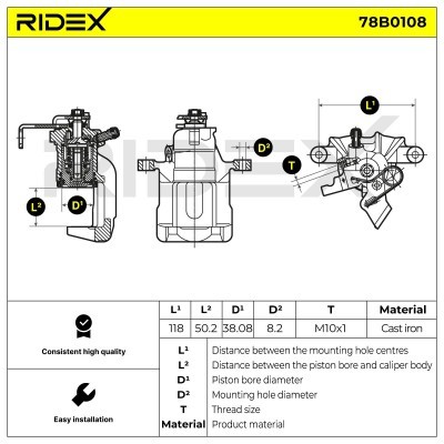 Bremssattel RIDEX 78B0108 78B0108 - foto 5
