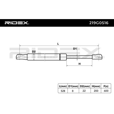 Gasfeder, Koffer-/Laderaum RIDEX 219G0516 219G0516 - foto 7