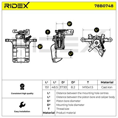 Bremssattel RIDEX 78B0748 78B0748 - foto 6