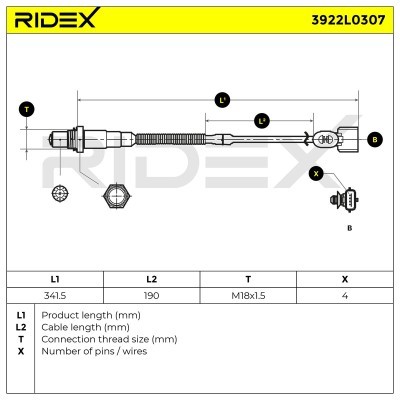 Lambdasonde RIDEX 3922L0307 3922L0307 - foto 6