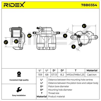 Bremssattel RIDEX 78B0354 78B0354 - foto 2
