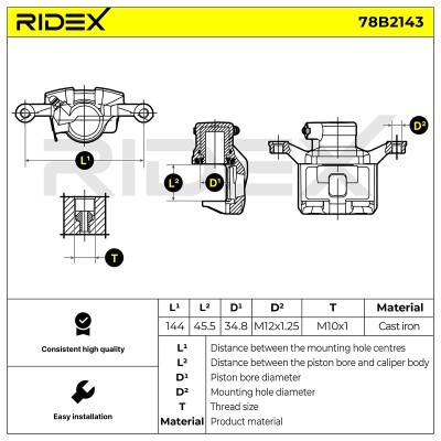 Bremssattel RIDEX 78B2143 78B2143 - foto 6