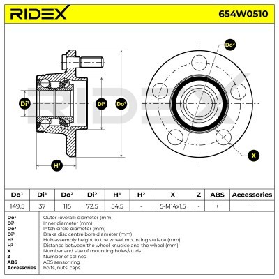 Radlager RIDEX 654W0510 654W0510 - foto 2