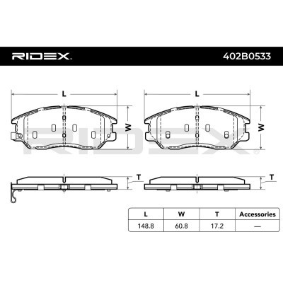 Bremsbeläge Satz RIDEX 402B0533 402B0533 - foto 7