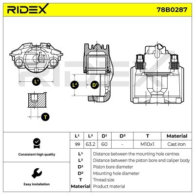 Bremssattel RIDEX 78B0287 78B0287 - foto 5
