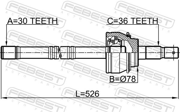 Antriebswelle FEBEST 0114-200 0114-200 - foto 2
