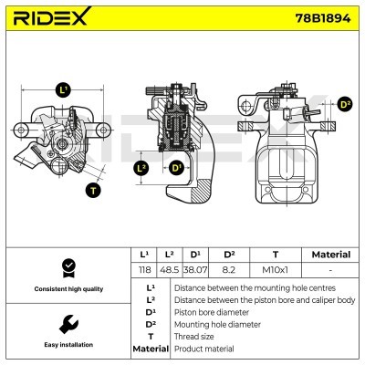 Bremssattel RIDEX 78B1894 78B1894 - foto 3
