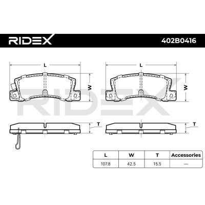 Bremsbeläge Satz RIDEX 402B0416 402B0416 - foto 8