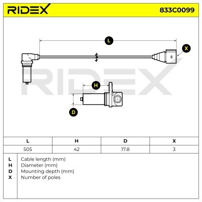 Impulsgeber, Kurbelwelle RIDEX 833C0099 833C0099 - foto 7