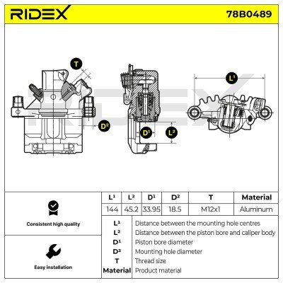 Bremssattel RIDEX 78B0489 78B0489 - foto 2