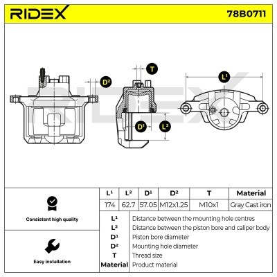 Bremssattel RIDEX 78B0711 78B0711 - foto 6