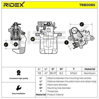 Bremssattel RIDEX 78B0085 78B0085 - foto 2