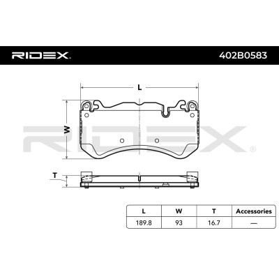 Bremsbeläge Satz RIDEX 402B0583 402B0583 - foto 7
